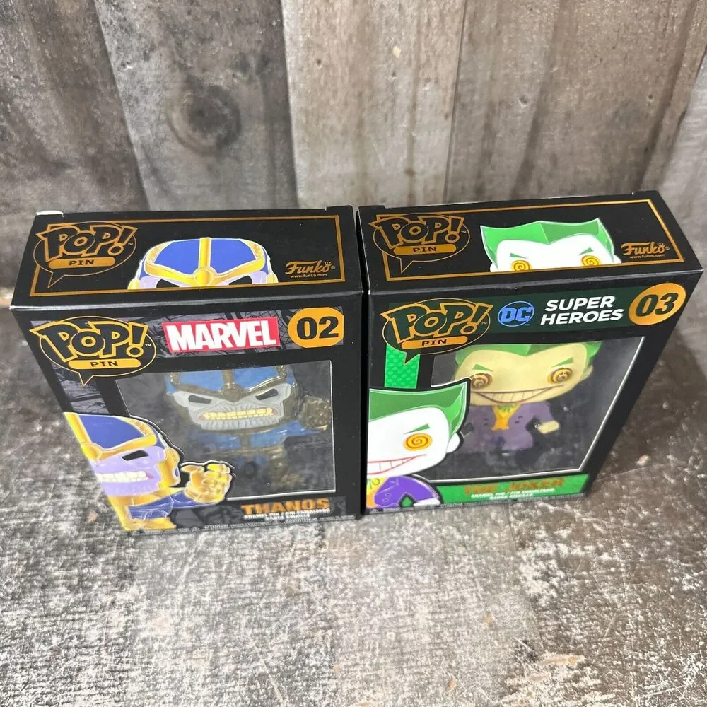 Marvel Funk‎ Pop Pin Lot! Thanos #02 and Joker #03 DC